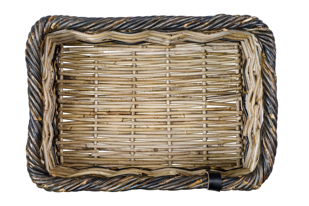 RATTAN MAND BASIL RECHTHOEKIG DIJON L GRIJS/ZWART  BXDXH 49X36X27 13082