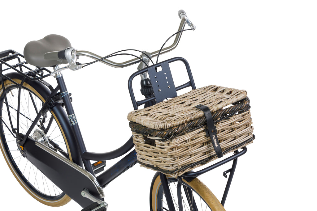 RATTAN MAND BASIL RECHTHOEKIG DIJON MET DEKSEL S GRIJS/ZWART BXDXH 39X27X21  13083