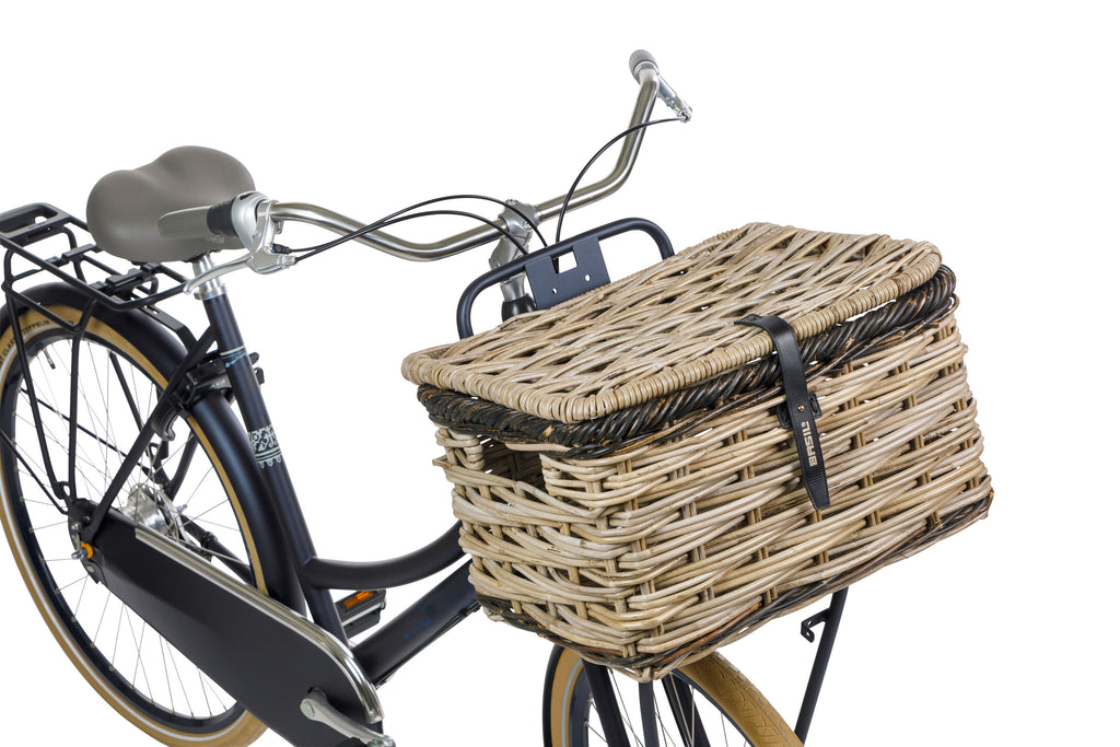 RATTAN MAND BASIL RECHTHOEKIG DIJON MET DEKSEL L GRIJS/ZWART BXDXH 49X36X30  13084