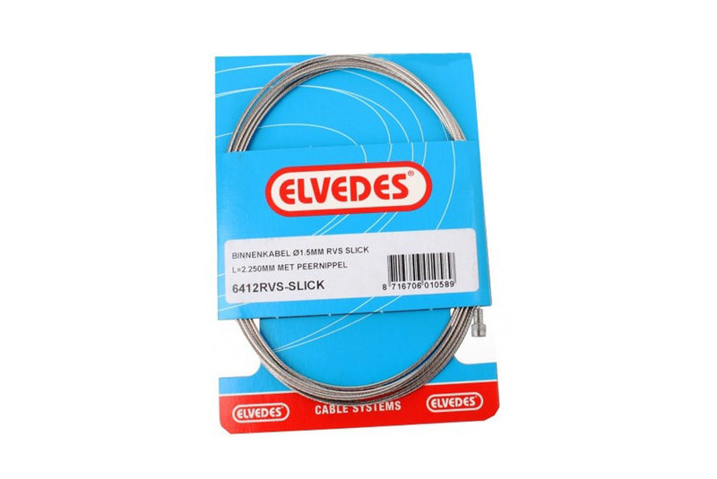 ELVEDES REMKABEL RACE EN MTB NIPPEL RVS 2250MM (6412/27RVS)