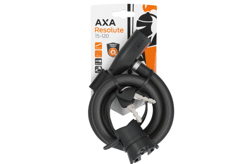 câble antivol + support axa resolu 120cmx15mm clé noir 