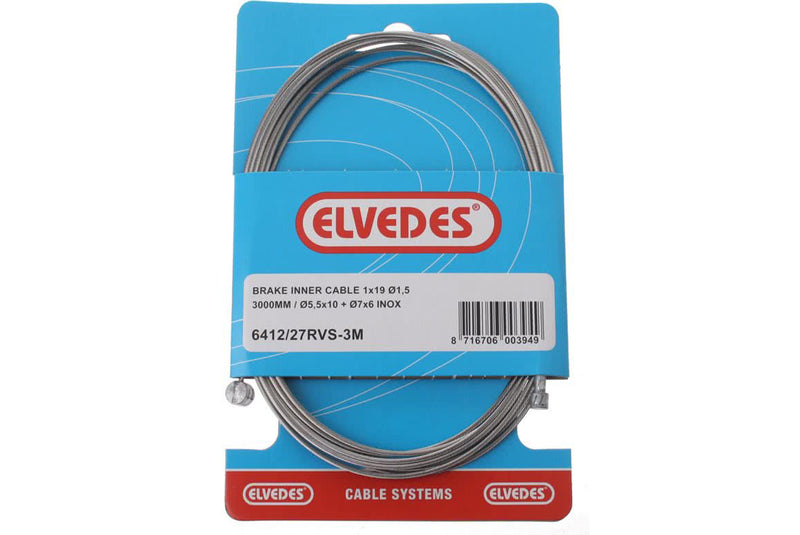 ELVEDES COURSE DE CÂBLE DE FREIN ET ÉCROUS VTT ACIER INOXYDABLE 3000MM (6412/27RVS) 