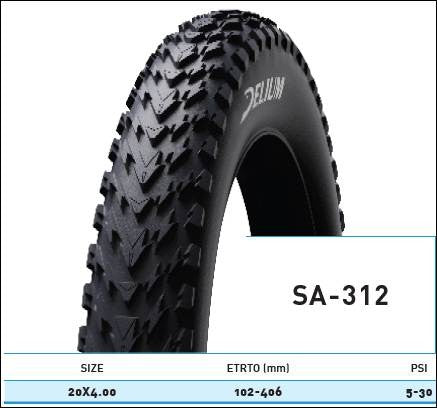 BUITENBAND FATBIKE 20X4.00 ZWART  THUNDR SA-312