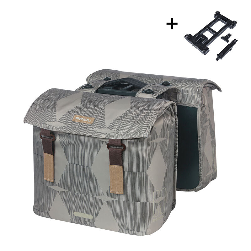 DUBBELE TAS BASIL ELEGANCE CHATEAU TAUPE MIK  2.0 ADAPTERPLATE  40-49L 18400