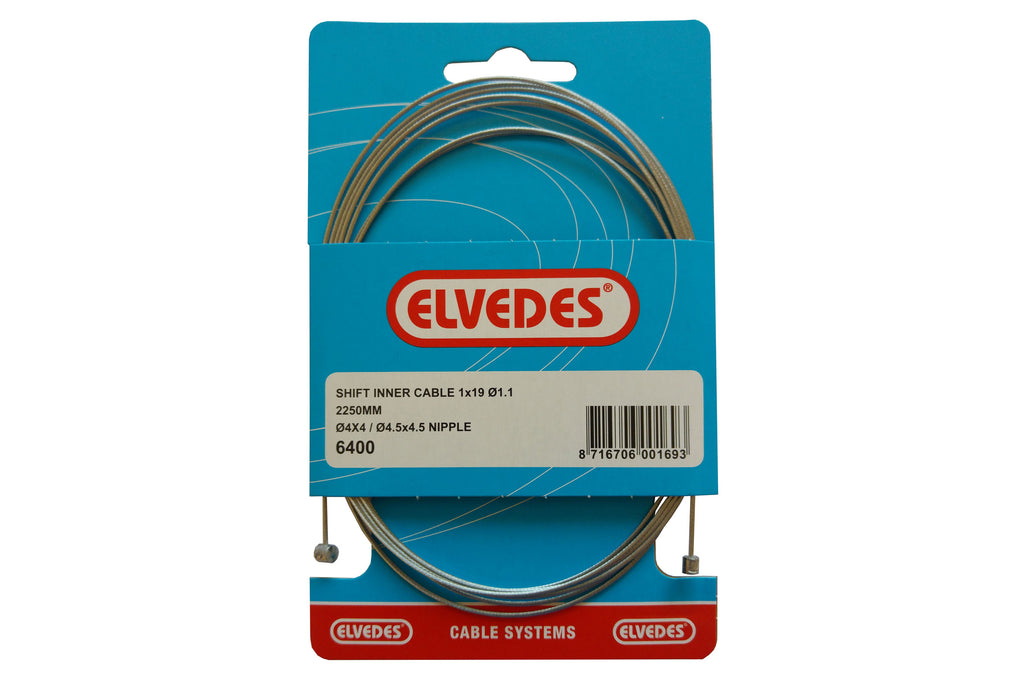 ELVEDES VERSNELLINGSKABEL RACE EN T-NIPPE RVS 2250MM 6400RVS