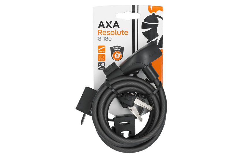 câble antivol + support axa resolu 180cmx8mm clé noir 