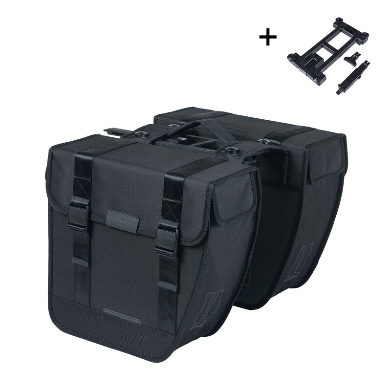 DUBBELE TAS TOUR BASIL AFGESCHUIND ZWART MIK 2.0 ADAPTERPLATE  28L 18193