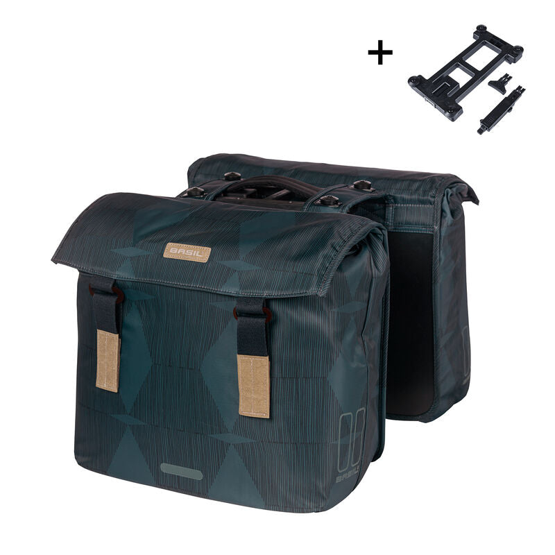 DUBBELE TAS BASIL ELEGANCE ESTATE BLUE MIK 2.0 ADAPTERPLATE 40-49L 18401