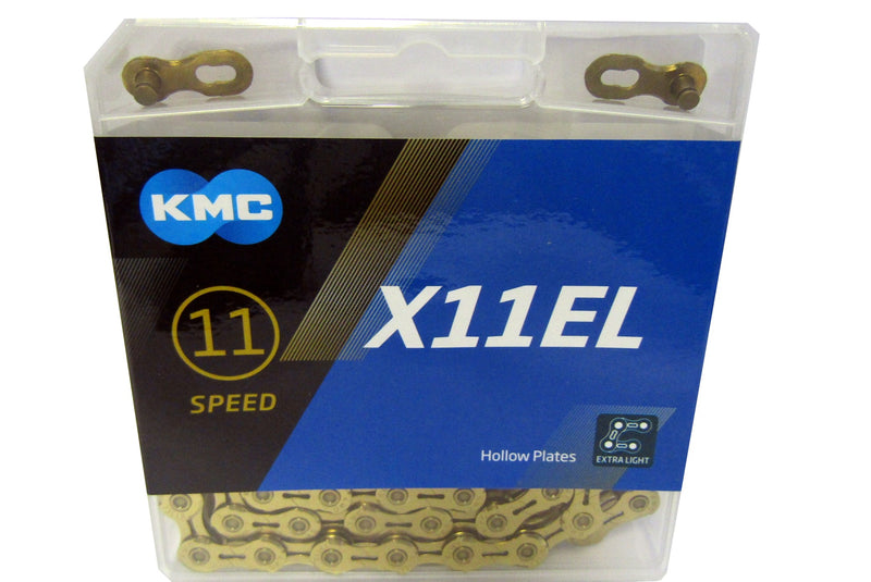 CHAINE KMC X11EL 118 MAILLONS OR EXTRA LÉGER 11V 