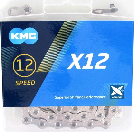 CHAINE KMC X12 126 MAILLONS BOITE ARGENT 12V 