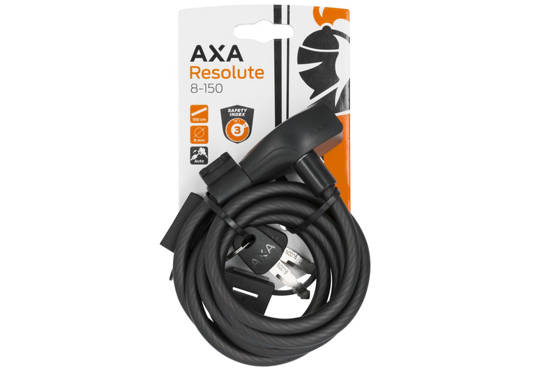 câble antivol + support axa resolu 150cmx8mm clé noir 