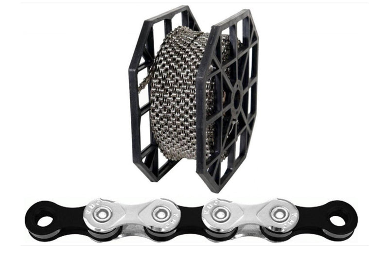 ROL 50M KETTING KMC X12 ZILVER/ZWART 12V + 40 MISSING LINKS