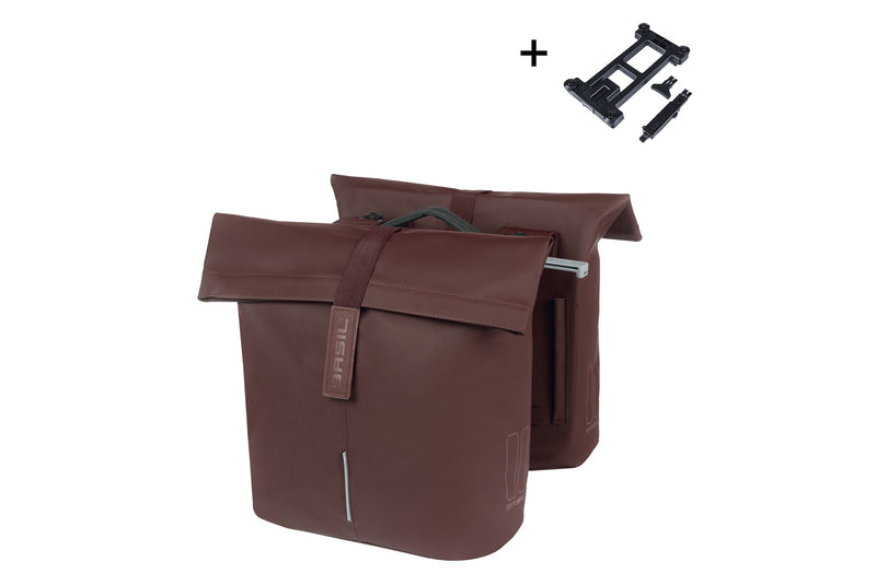 CITY DUBBELE TAS BASIL MIK 2.0 ADAPTERPLATE ROASTED BROWN 28-32L 18403