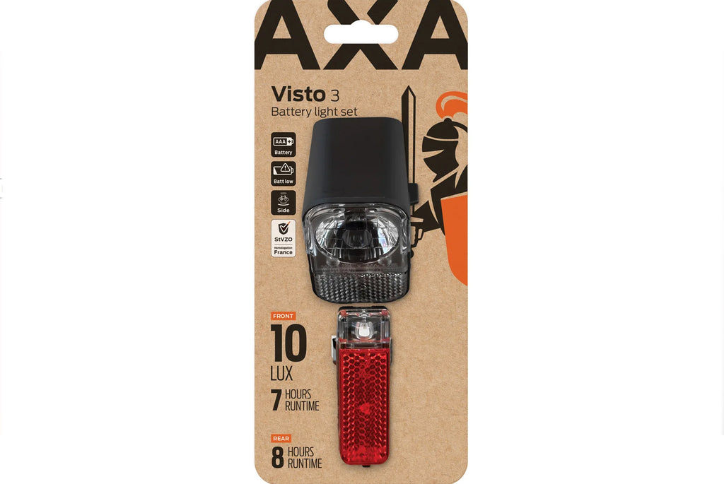 AXA VERLICHTING VOOR + ACHTER VISTO 3 BATTERIJ 10LUX ON/OFF